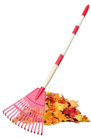 Rastrillo para Hojas en Forma de Abanico de 14 Dientes, rastrillo de Hierba con Mango Largo, Escoba Desmontable para Exteriores, césped, , Paisaje, jardín, terraza