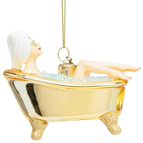 SIKORA Badewannen Girl besondere Weihnachtskugel Glas Christbaumschmuck Deko Figur Weihnachten Anhänger Ornament - Trend Line - BS050