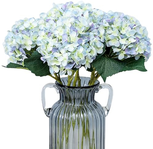 AZIDWERYQ 4 st blå hortensia konstgjorda blommor 56 cm tyg konstgjorda hortensia blommor med utsökta detaljer ingen vattning falsk för heminredning och fotografi hortensior