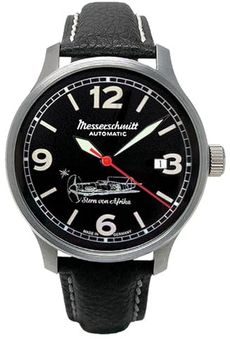 Messerschmitt Aristo Herren Uhr Fliegeruhr Automatik ME-42Stern-A Leder
