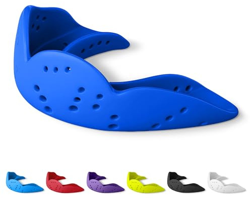 SISU Mouth Guard Aero - Royal Blue - Ultra Slim Gumshield for Adults & Kids - Custom Fit Rugby Gum Shield- A Remouldable Sports Mouthguard for Boxing, MMA, Hockey - (Medium 5' - 6' Tall)