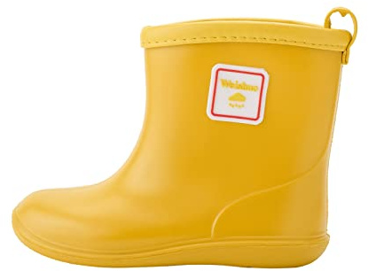 Weishuo Bottes de Pluie Enfant PVC Chaussure Imperméable pour Bebe Fille Garçon 1-8 ans, Taille du Fabricant 16, 24.5 EU, Jaune