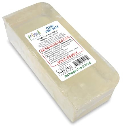 Primal Elements Clear Soap Base - Moisturizing Melt and Pour Glycerin Soap Base for Crafting and Soap Making, Easy to Cut, Unscented - 5 Pound