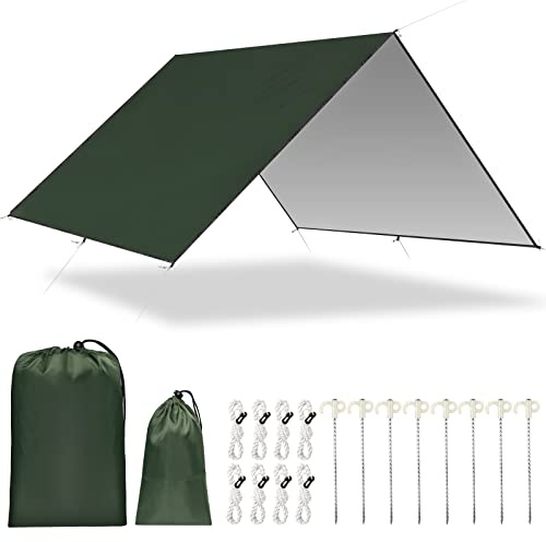 BLUEVER Lona Impermeable para Acampar, Hamaca, Lluvia, Mosca, Anti UV, Refugio Solar, Tienda de campaña al Aire Libre, Lona, ​​a Prueba de Viento, a Prueba de Nieve