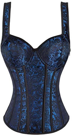 Grebrafan Corset Femme avec Bretelles Bustier Push Up Grande Taille (EUR(34-36) M, Bleu Royal)
