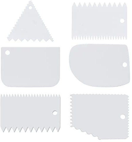 CUHZA Confezione da 6 raschietti per pasta in plastica, raschietto per crema, raschietto per pizza, raschietto per pasticceria per torte, pane, pasticceria fai da te (bianco)