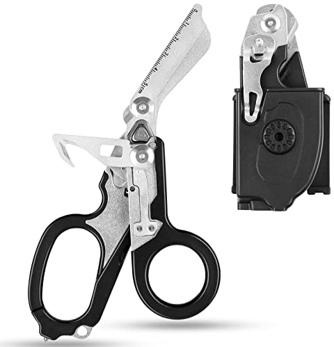 TIHOOK Forbici di soccorso 6 in 1, forbici di soccorso, forbici di emergenza Raptor Response, frantoio vetro, taglierino, forbici portatili per campeggio all'aperto, forbici multifunzione per soccorso