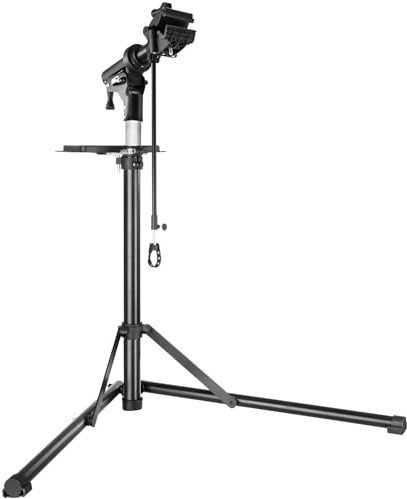 tectake® Fahrrad Montageständer, Belastbarkeit 50kg, Reparaturständer für e Bike, Rennrad, Bike Stand zur Fahrrad Reinigung, Pflege, klappbar, höhenverstellbar, drehbar, magnetische Werkzeugablage