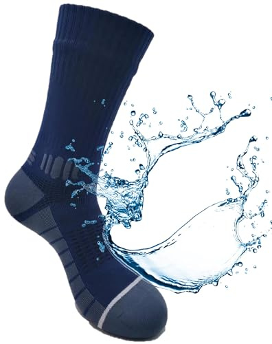 Kadem® Calcetines unisex para mujeres, hombres, adultos, niños, impermeables, transpirables, estilo de vida al aire libre | Correr, ciclismo, senderismo, deportes al aire libre, azul marino, 9-11