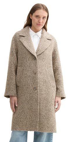 TOM TAILOR Abrigo de Paño Midi Mujer Beige con Botones y Bolsillos