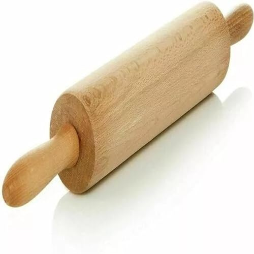 UWEVO Wooden Rolling Pin with Ergonomic Handles, 12 Inches, Professional Design for Chapati and Cakes