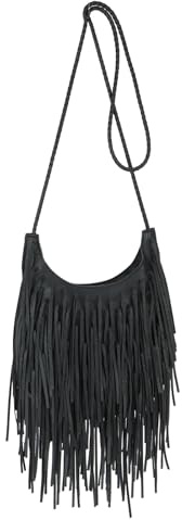 Fecialy Vintage Sacs hobo à franges pour femmes Sac à bandoulière en cuir végétalien à glands Sac à bandoulière Western Hippie