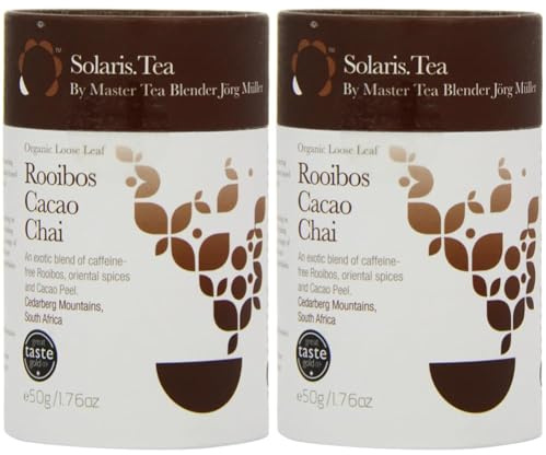 Solaris Tea Organic Loose Whole Leaf Rooibos Cacao Chai 50 g (Pack of 2)