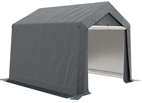 Outsunny Abri de Jardin, Tente de Stockage, 3 x 3 m, imperméable et Anti-UV, Cadre en Acier galvanisé et Grande Porte, abri de vélo Garage pour extérieur, Gris foncé