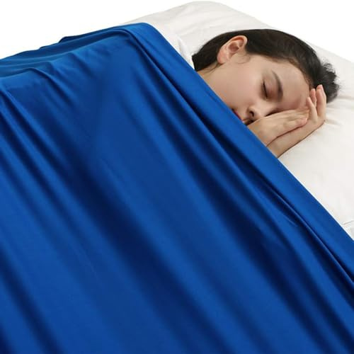 SZSMART - Drap de lit sensoriel à compression pour enfants, drap de lit en Lycra Elastane, couverture sensorielle respirante pour soulager le stress des enfants autistes, anxieux (Bleu, Petit/69x132cm