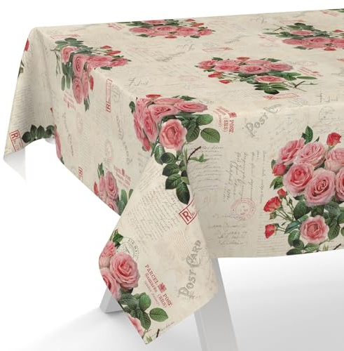 Vaxduk vaxduk bordsduk tvättbar trädgårdsduk vykort rosor 100 x 140 cm skärkant