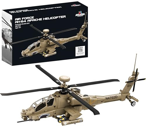 AH-64 Apache Helikopter byggsten Set - 259 St - flygvapen leksak plan | Bygg en detaljerad AH-64 Apache helikopter för en spännande konstruktion utmaning