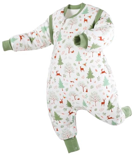 Looxii Saco de Dormir para Bebé de Invierno con Pies Algodón 3.0 TOG Saco de Dormir con Mangas extraíbles Cálido Manta Envolvente para Dormir para Unisex Bebés Niñas Niños 4-6 Años