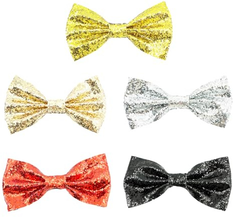 Scettar 5 Pcs Noeud Papillon Homme avec Paillettes, Réglable Noeud Papillon Pré-noué Formel, Accessoire Paillette Homme pour Mariage, Fête, Carnaval et Festival
