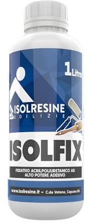 Isolresine Isolfix Resina Acrilpoliuretanica, Fissativo per Superfici Difficili, Base Acqua, 1L - 5L (1 Litro)