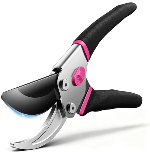 VOTREK® Tijeras de Poda Bypass 21,5 Cm – con Cuchillas SK5, Muelle Sellado Y Seguro Ambidiestro para Manos Débiles, las Tijeras de Jardinería Profesionales para Rosales Y Árboles Frutales – Regalo