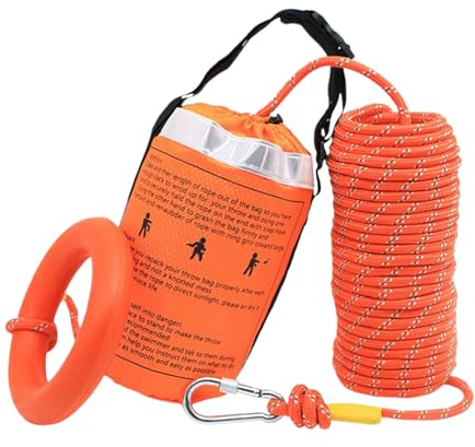 Cuccioli per il salvataggio dell'acqua, robusta corda da nuoto con custodia, sistema di salvataggio portatile, strumento di sicurezza multifunzionale per sport acquatici, canoa, rafting e salvataggio