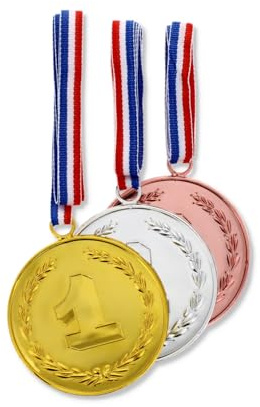 MAR 3-Pack Winners Medals – Gold Silver Bronze Style Award Medals with Neck Ribbons – Ideal for Kids' Sports Day, School Games, Football Tournaments – Durable Plastic Award Trophies for Children