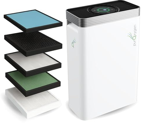 PURO²XYGEN Smart Air Purifiers For Home - Large Room Up to 2700 Sq Ft, H13 HEPA Filter, 4-Stage Filtration, WiFi App, Quiet Operation - For Smoke, Pollen, Pet Hair, Dust, Bad Smells - Office, Bedroom