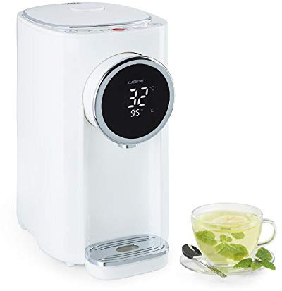 Klarstein Hot Spring Plus Varmvattenautomat, Vattentank: 5 liter, stor LCD-display, Temperaturer: 45-95 °C, Vattentank i rostfritt stål, Torrkörnings- & överhettningsskydd, Barnlås, vit