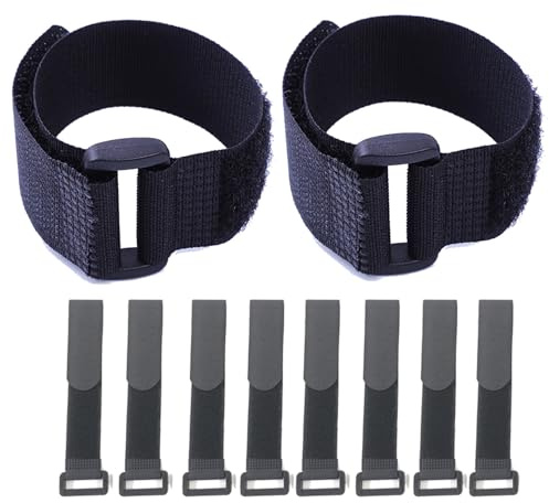 HUAPX Fastening Hook and Loop Cable Straps,10Pack Black Self-Adhesive Cable Ties,Nylon Securing Straps with Buckles,Adjustable and Reusable Cinch Straps for Cords Organized and Tidy(1 x 12)