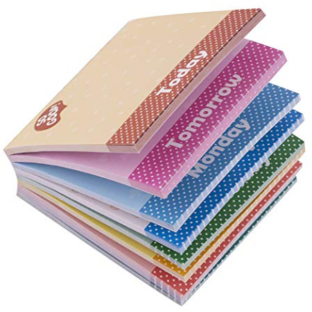 D.RECT | Note Adesive | Magic Today | Set di 1 | 75x75mm | 9 x 25 Fogli di Carta | 225 di Fogli | Forniture per Ufficio | Giorni Della Settimana | Colori al Neon (25 per Colore)