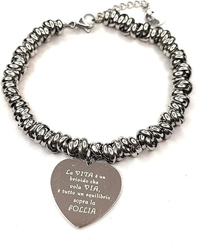 Rött stål flätad badkar armband med fras Dedica. Giveaway Bag Giveaway., Rostfritt stål Legerat stål