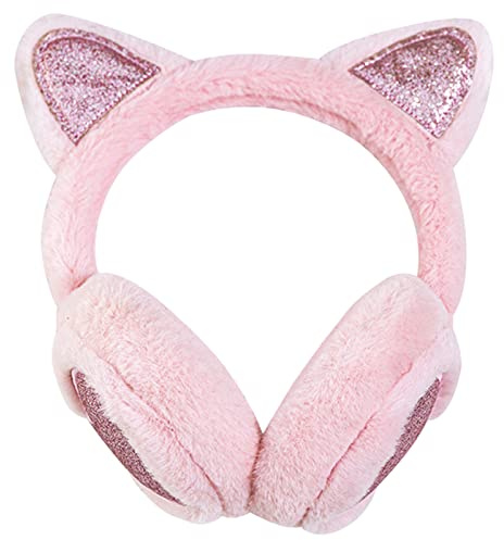 IHCEMIH Ear Muffs Women Girls Earmuffs Winter Accessories Fluffy Plush Adjustable Adults Outdoor Thermal Ear Warmer Skiing Running Cat Ears Covers Protector from Wind Cold Gift for Ladies Girls Pink