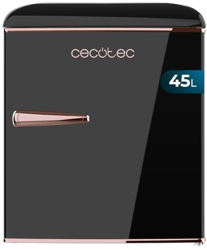 Cecotec Mini Nevera Retro de 45 L Bolero CoolMarket TT Origin 45 Black. Frigorífico Mini con ICEBOX, Tirador Cromado, Abridor Botellines, Estilo Vintage en Negro