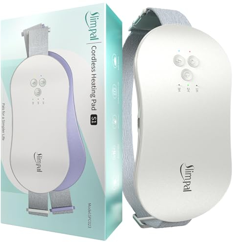 Slimpal Period Pain Relief Heating Pad, Portable Menstrual Heating Pad with 3 Timer Auto Shut Off, Electric Heat Belt for Period Cramps with Massager, Gifts for Women Girls, Beige