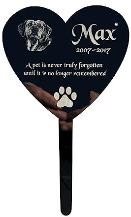 Memorial Plaques, Personalised Pet Dog Cat Animal, Grave Memorial, Pet Garden Plaque, Black Acrylic Grave Marker Stake