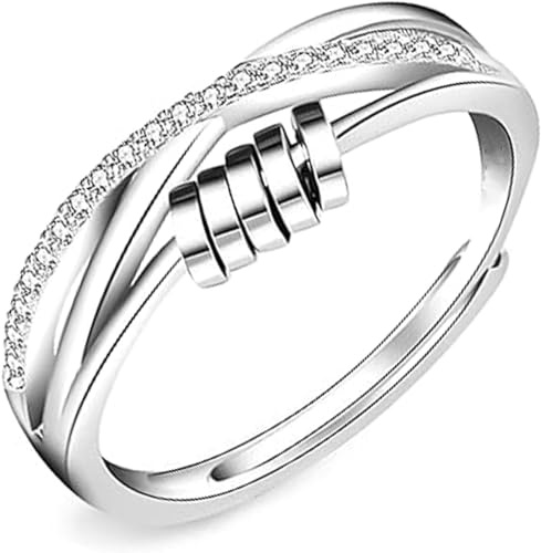 1 St Justerbar Ångestring - Anti-Stressring, Roterande Snurrringar, Fidgetring, Lämplig för Flickor och Kvinnor - 2 Stycken
