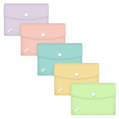 Oxford Urban Dokumenten-Tasch A6, Brieftasche aus Kunststoff, blickdicht sortiert pastell, 5 Stück