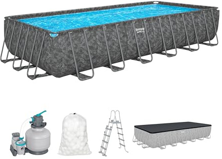 Bestway Piscine Hors Sol rectangulaire APX 365-732 cm x 366 cm x 132 cm - Gris foncé