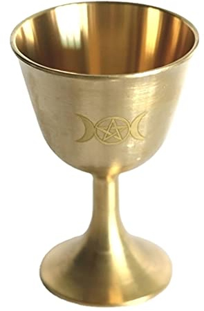 HYROOY Rituale Coppa Altare Calice Placcatura Oro Ottone Cerimonia Luna Divinazione Rame