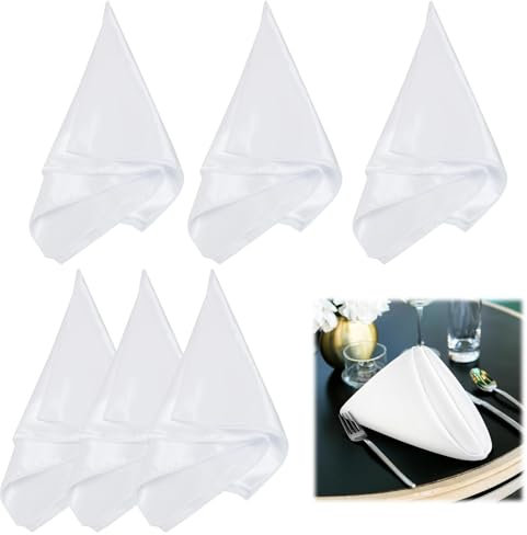6Pcs Cloth Napkins White Square Reusable White Napkins 43 x 43 cm Absorbent Washable Napkins Hotel Quality Pure Cotton Fabric Napkin Ideal for Family Dinner Restaurant Weddings Parties Holidays