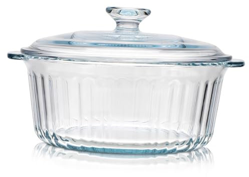 Mobestech Casserole Bakeware Glass, Lid round Dish with Wear 2.4l Resistant High-strength Steel Suitable for Oven and Serving