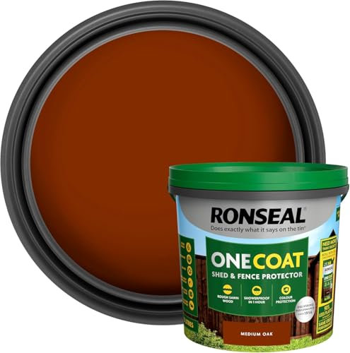One Coat Fence Life Paint – 5L Medium Oak – Durable, Weatherproof Wood Paint for Fences & Sheds – One Coat Coverage – Fade-Resistant, Quick-Drying Outdoor Protection