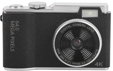 Cryfokt Cámara Digital 4K para Fotografía, Cámara de Grabación de Video de 64MP Recargable con Pantalla CCD Vintage con Pantalla de 2,4 (64GB)