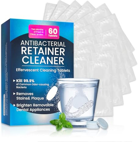 60 Pezzi Pastiglie Apparecchi Ortodontici,Efficace Compresse Per La Pulizia Dei Denti,Compresse Effervescenti per Protesi Dentali,Rimozione dei Residui alimentari