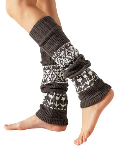 Yawlsow Jambières d'hiver chaudes en tricot torsadé des années 80, extra douces pour la danse et le ballet, Brun, taille unique