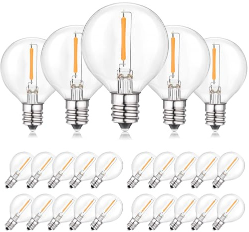 Spacelumen Lampadine LED G40 di ricambio da 1W con attacco E12/C7 25 pezzi