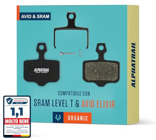 Performance Bremsbeläge für Avid Elixir 1-9 & SRAM Level T & TL Bremsanlagen I Organisch I 1 Paar I Starke Bremskraft & langlebig I Alphatrail Scheibenbremsbeläge für MTB & E-Bike