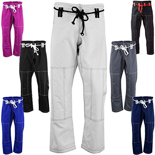 AKRON BJJ Gi Pants Brazilian Jiu Jitsu Gi Martial Arts MMA Grappling Kimono New (White-Black, A3)