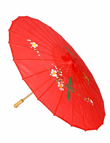DEGUISE TOI - Ombrelle Chinoise 84 cm - Ombrelle - Taille Unique - Rouge - Accessoires pour déguisement - Bois et Synthétique - - Carnaval